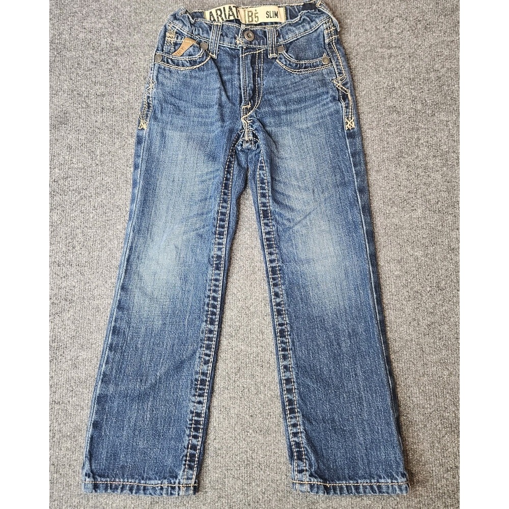 Ariat Boys Denim Jeans Size 7 Slim Western Adjustable Waist - Picture 2 of 7